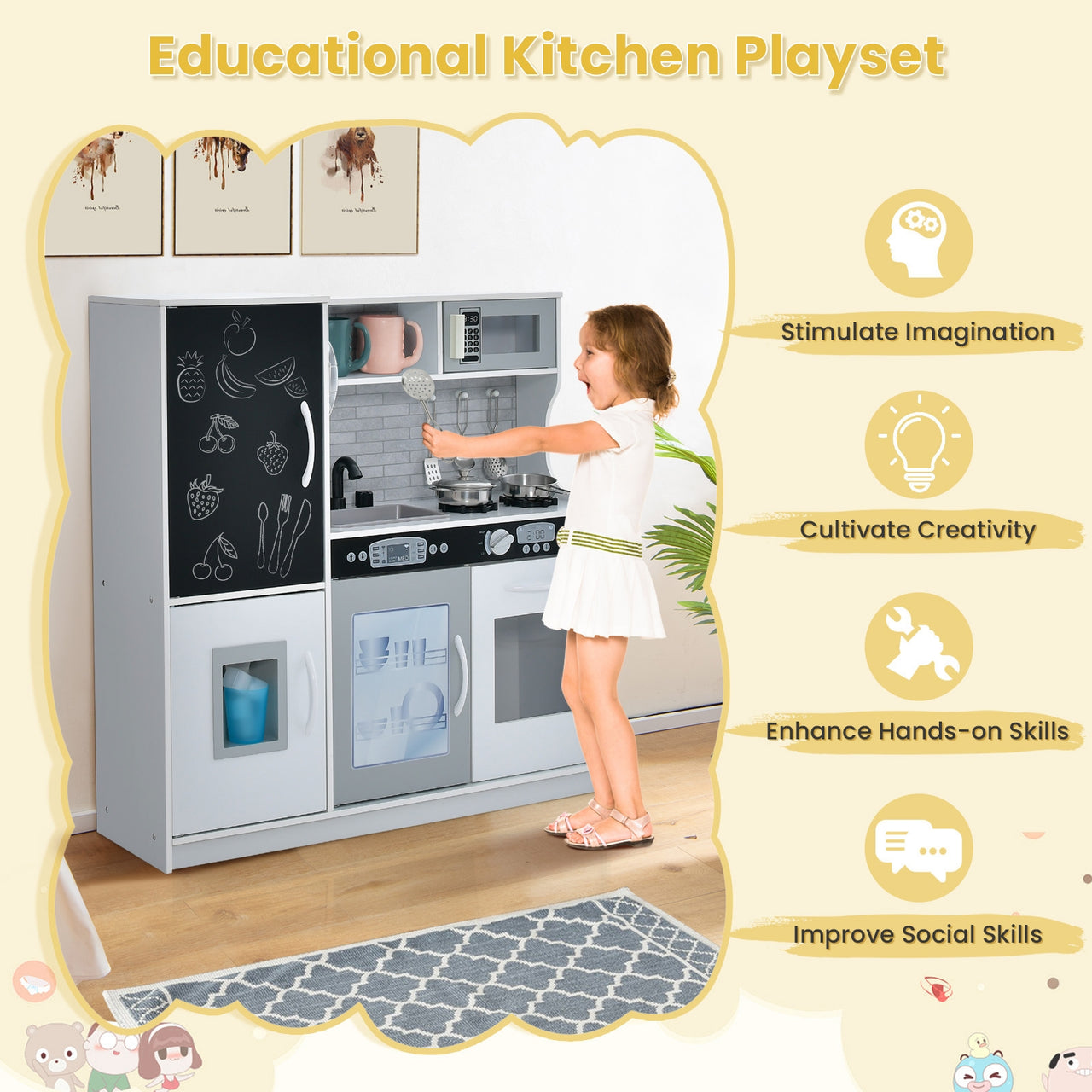 Toddler Pretend Play Kitchen for Boys and Girls 3-6 Years Old - Gallery View 10 of 10