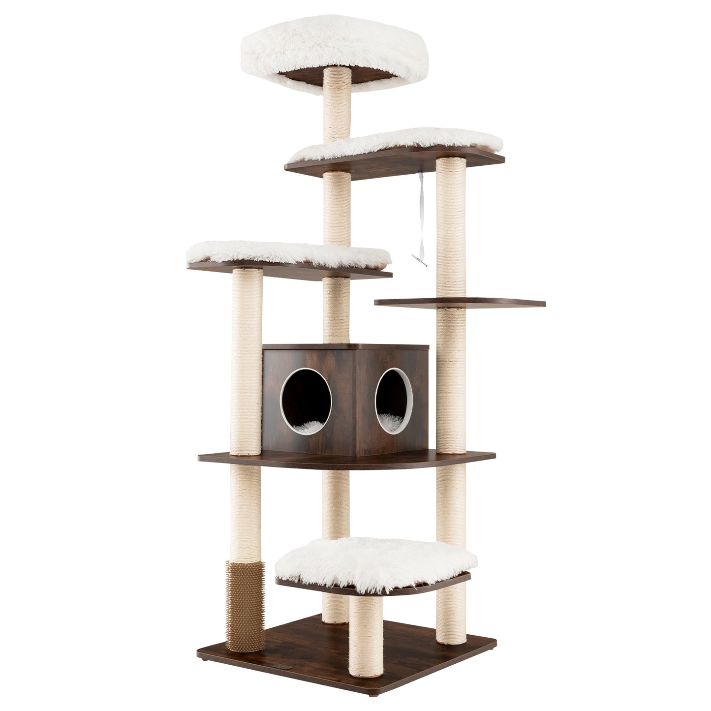 7-Layer Wooden Cat Tree Tall Cat Tower with Sisal Posts and Condo, Brown Cat Trees Condos & Scratchers at Gallery Canada