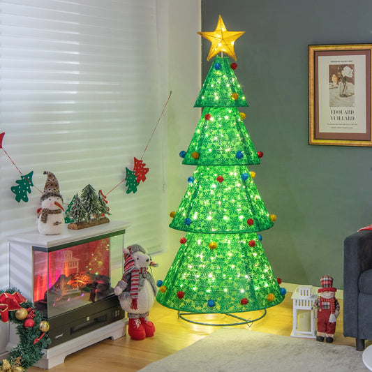 Pop-Up Christmas Tree, 200 Warm White LED Lights, Green Christmas Tree Green at Gallery Canada
