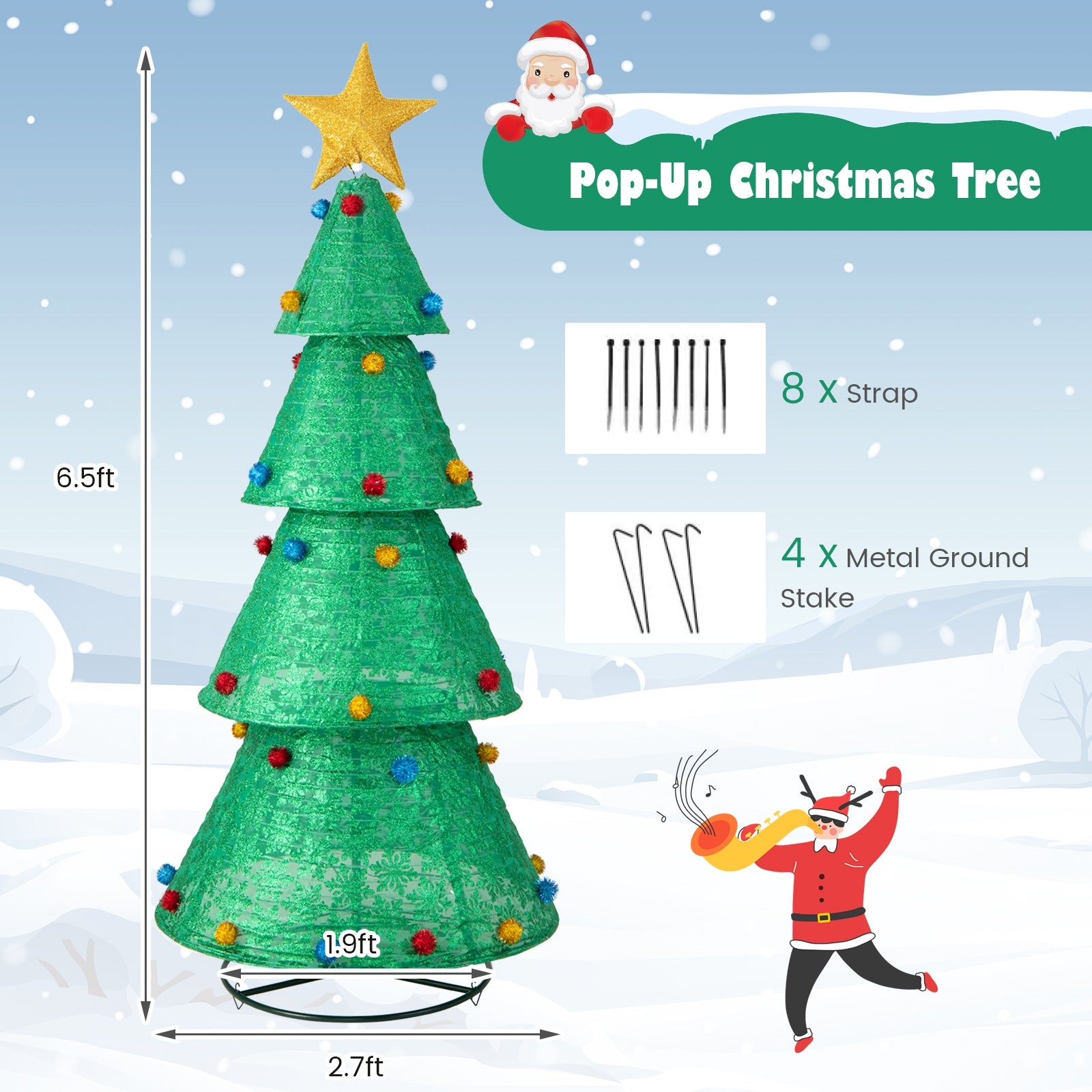 Pop-Up Christmas Tree, 200 Warm White LED Lights, Green Christmas Tree at Gallery Canada