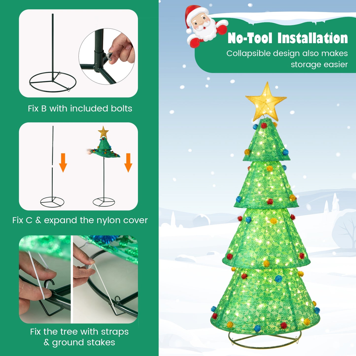 Pop-Up Christmas Tree, 200 Warm White LED Lights, Green Christmas Tree at Gallery Canada