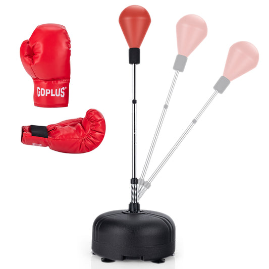 Adjustable Freestanding Punching Bag with Boxing Gloves, Red Boxing & Martial Arts Red at Gallery Canada