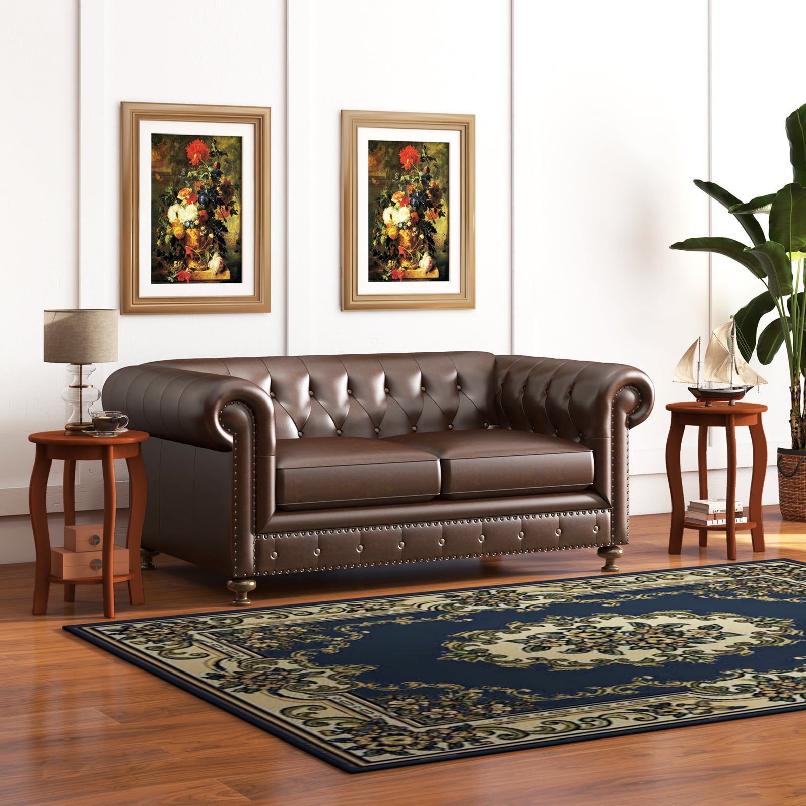 Set of 2 15 Inch 2-Tier Round End Table with Storage Shelf, Walnut End & Side Tables at Gallery Canada