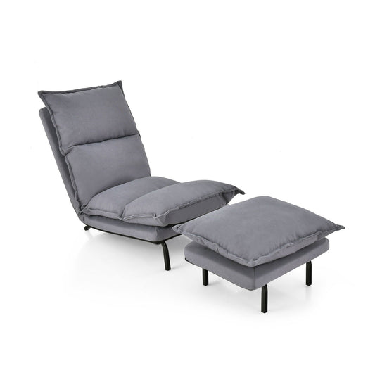 Modern Armless Accent Chair with Ottoman for Living Room, Gray - Gallery Canada