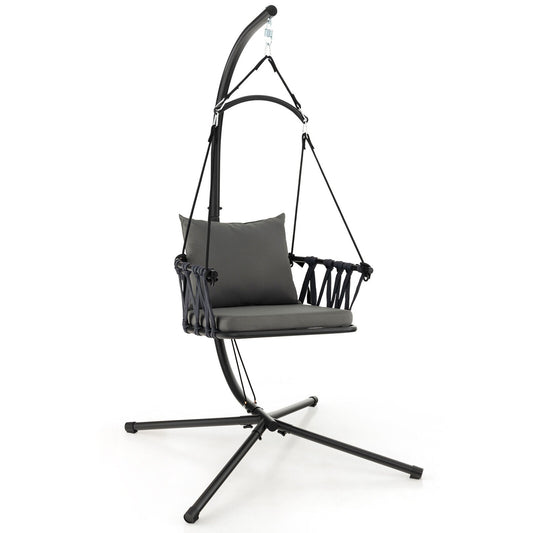 Hanging Swing Chair With Stand, Gray