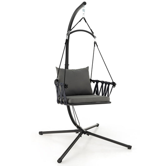 Hanging Swing Chair With Stand, Gray Porch Swings Gray at Gallery Canada