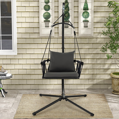 Hanging Swing Chair with Stand, Gray Porch Swings at Gallery Canada