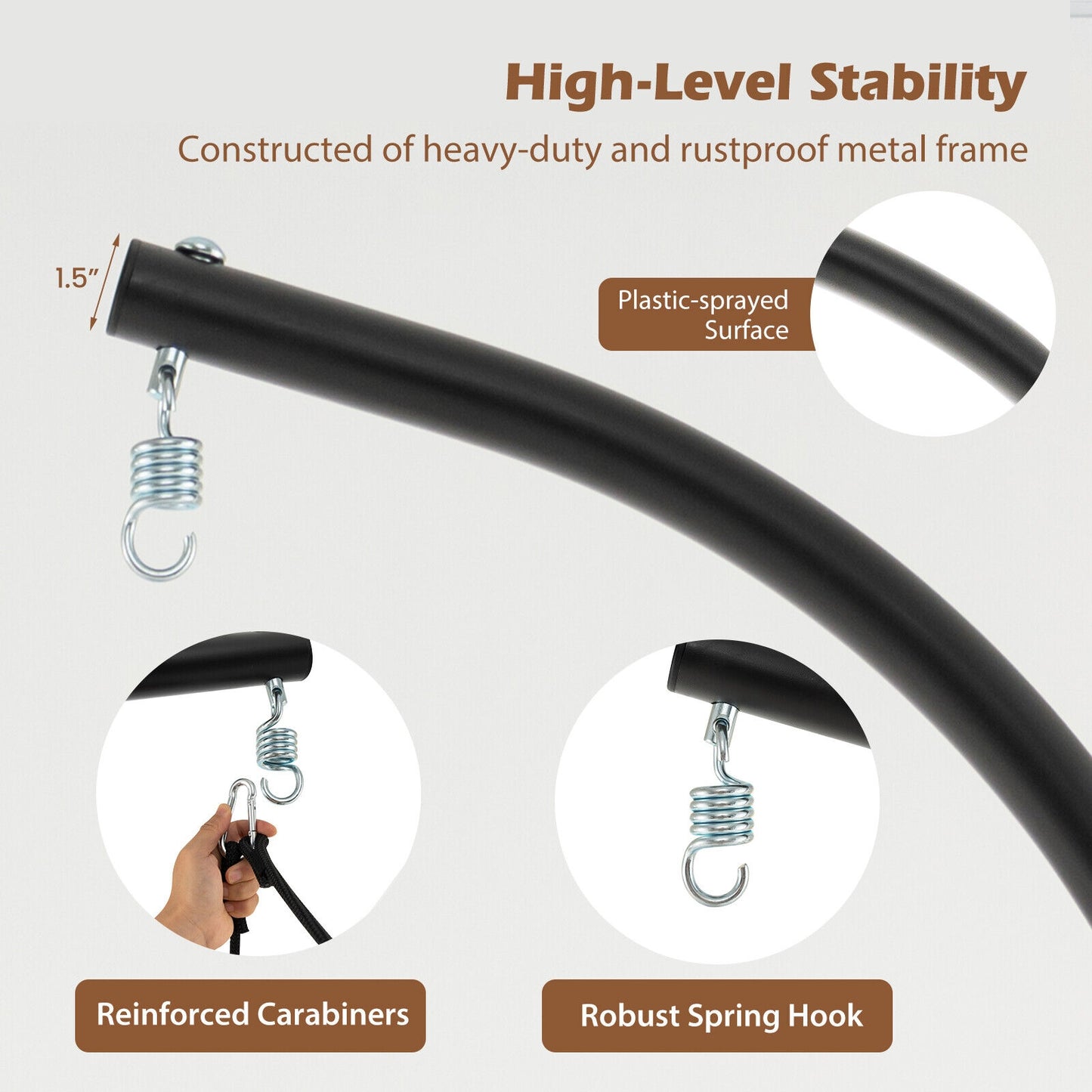 Hanging Swing Chair with Stand, Gray Porch Swings at Gallery Canada