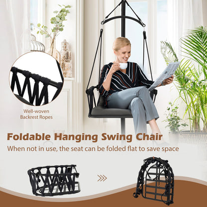 Hanging Swing Chair with Stand, Gray Porch Swings at Gallery Canada