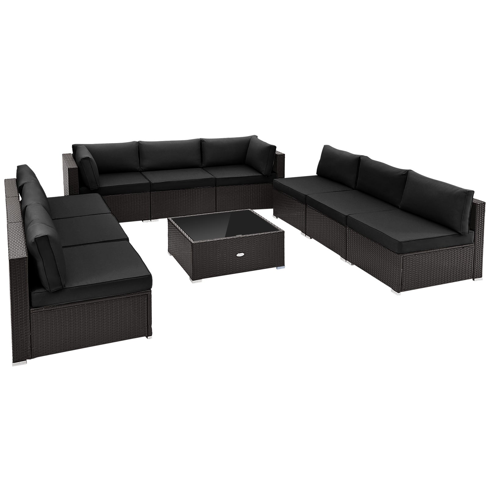 10 Piece Outdoor Wicker Conversation Set, Black Patio Conversation Sets at Gallery Canada