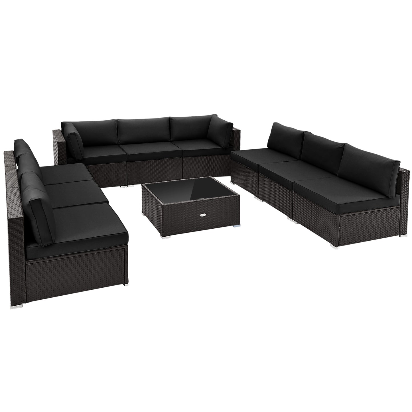 10 Piece Outdoor Wicker Conversation Set, Black Patio Conversation Sets at Gallery Canada