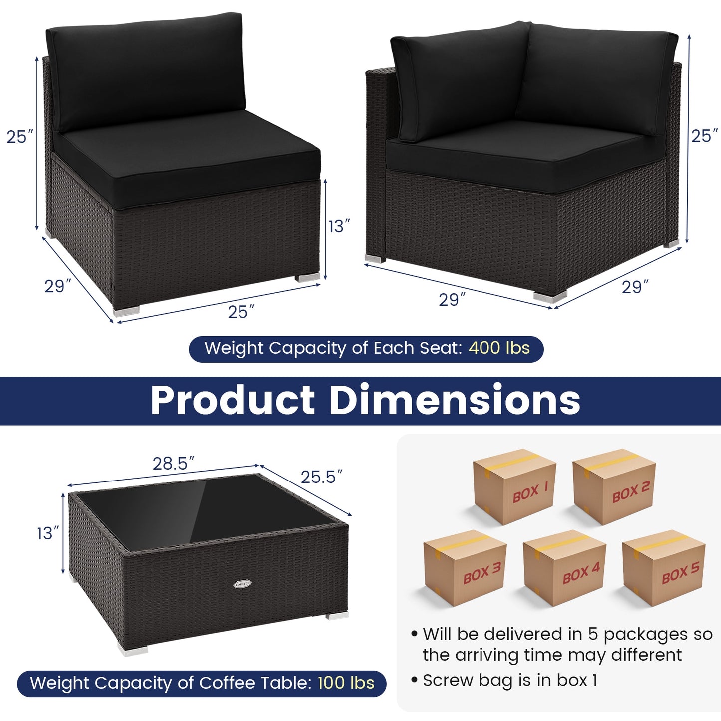 10 Piece Outdoor Wicker Conversation Set, Black Patio Conversation Sets at Gallery Canada