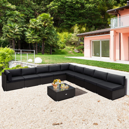 10 Piece Outdoor Wicker Conversation Set, Black Patio Conversation Sets at Gallery Canada