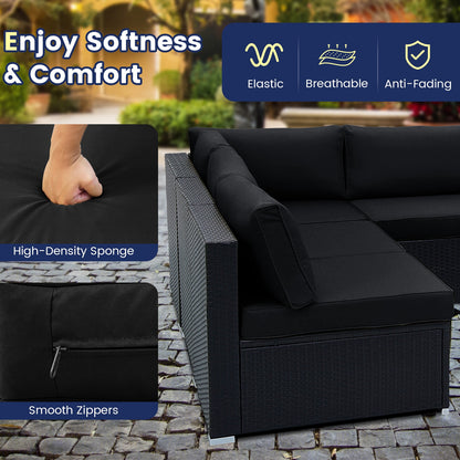 10 Piece Outdoor Wicker Conversation Set, Black Patio Conversation Sets at Gallery Canada