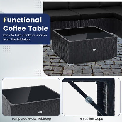 10 Piece Outdoor Wicker Conversation Set, Black Patio Conversation Sets at Gallery Canada