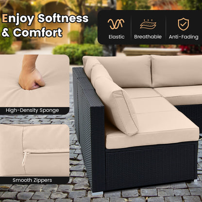 10 Piece Outdoor Wicker Conversation Set with Seat and Back Cushions, Beige Patio Conversation Sets at Gallery Canada