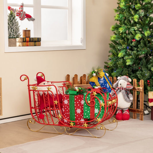 Metal Christmas Santa Sleigh with Large Cargo Area for Gifts, Red - Gallery Canada