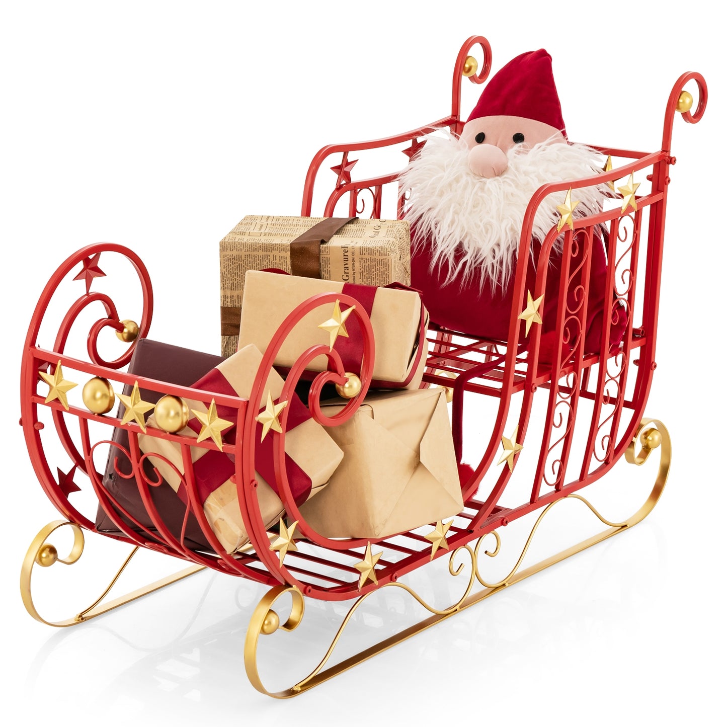 Metal Christmas Santa Sleigh, Large Cargo Area For Gifts, Red Christmas Decor & Accessories at Gallery Canada