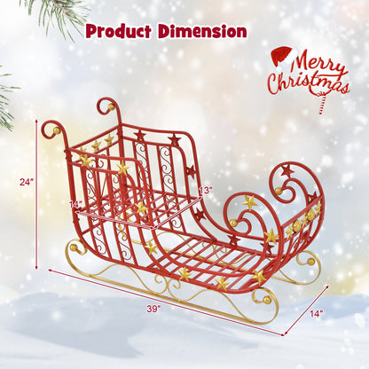 Metal Christmas Santa Sleigh, Large Cargo Area For Gifts, Red Christmas Decor & Accessories at Gallery Canada