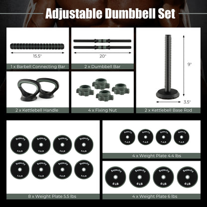 4 In 1 Adjustable Weight Dumbbell Set, Black Dumbbells at Gallery Canada