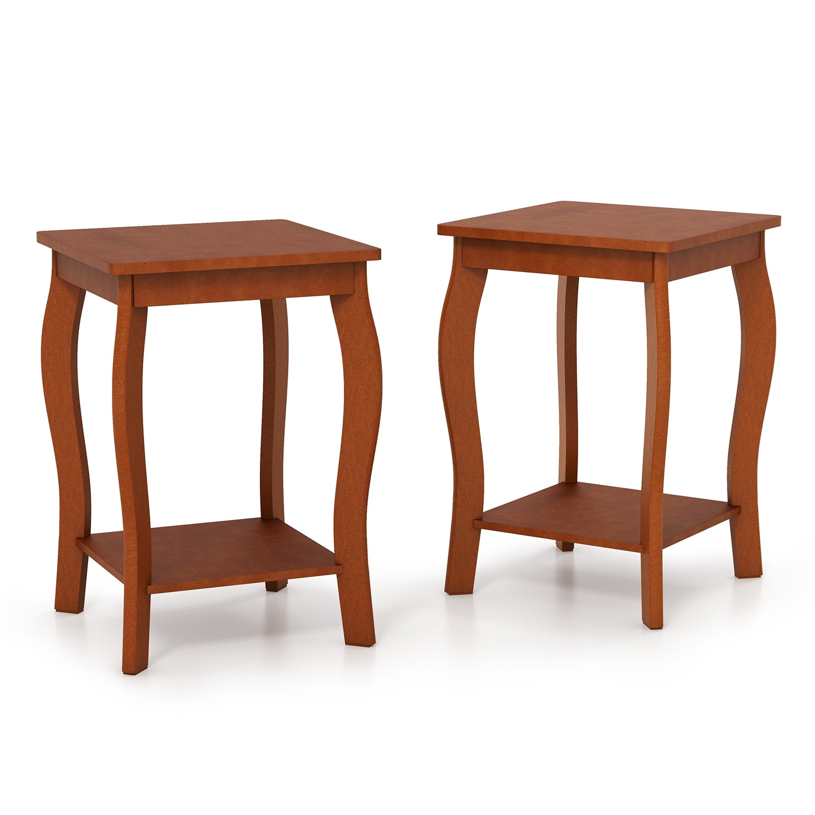 15 Inch 2-Tier Square End Table with Storage Shelf Set of 2, Walnut End & Side Tables at Gallery Canada