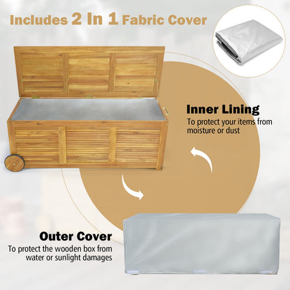 Wooden Deck Box With 2 Wheels, Side Handle, Natural Sheds & Outdoor Storage at Gallery Canada