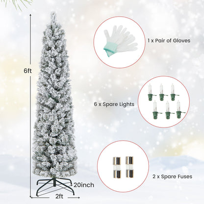 4.5/6/7 Feet Christmas Tree with 258 Branch Tips and 100 Incandescent Lights-Flocked and Slim-6 Feet, White Christmas Tree at Gallery Canada
