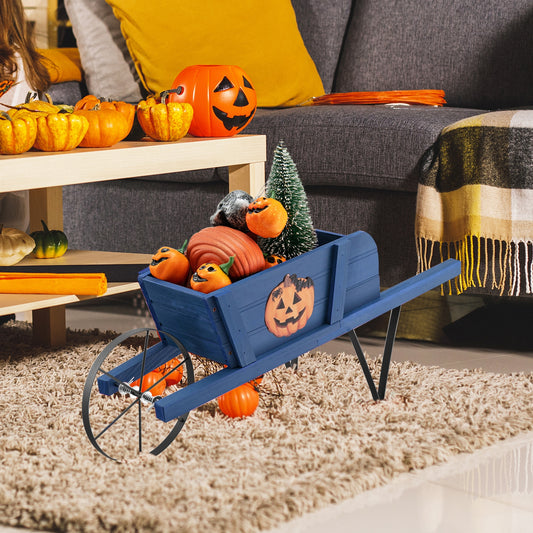 Wooden Wagon Planter with 9 Magnetic Accessories for Garden Yard, Blue Plant Stands Blue at Gallery Canada