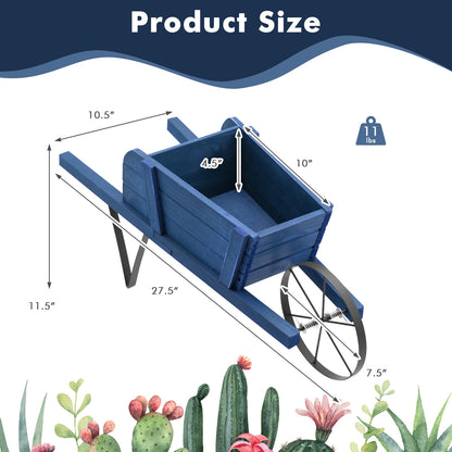 Wooden Wagon Planter with 9 Magnetic Accessories for Garden Yard, Blue Plant Stands at Gallery Canada