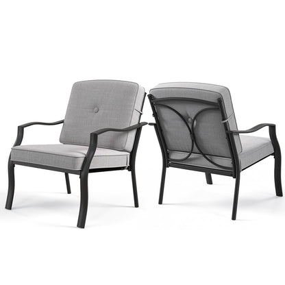 2 Piece Patio Metal Chairs, With Seat And Back Cushions, Gray Patio Dining Chairs Gray at Gallery Canada
