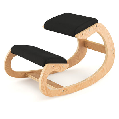 Wooden Rocking Chair with Comfortable Padded Seat Cushion and Knee Support, Black Kneeling Chiars at Gallery Canada