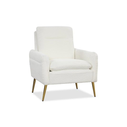 Upholstered Sherpa Modern Accent Armchair for Living Room, White - Gallery Canada