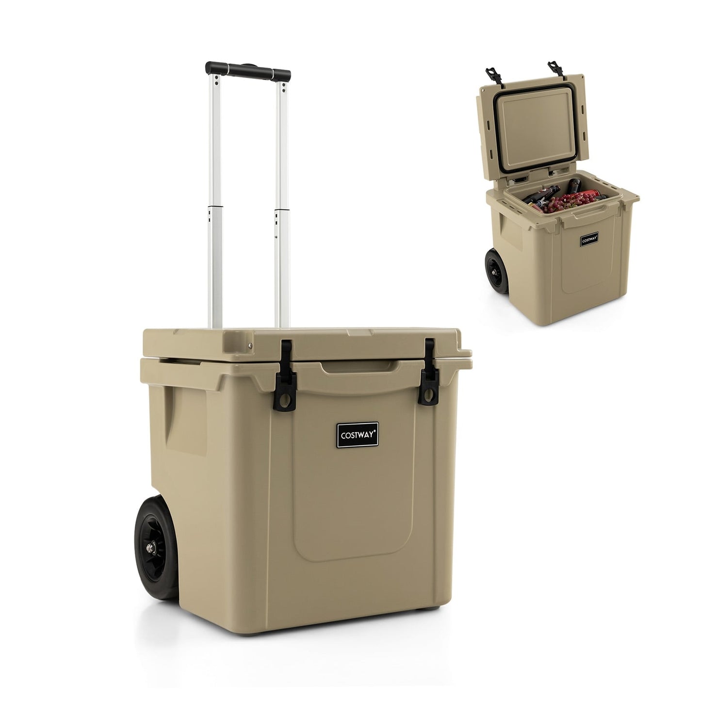 45 Quart Cooler, Towable Ice Chest, Brown Freezers Brown at Gallery Canada