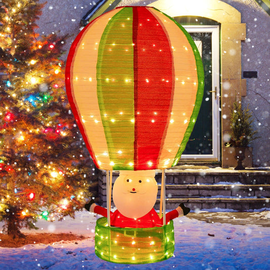 4.5 Feet Christmas Santa Claus with Hot Air Balloon, Multicolor - Gallery Canada