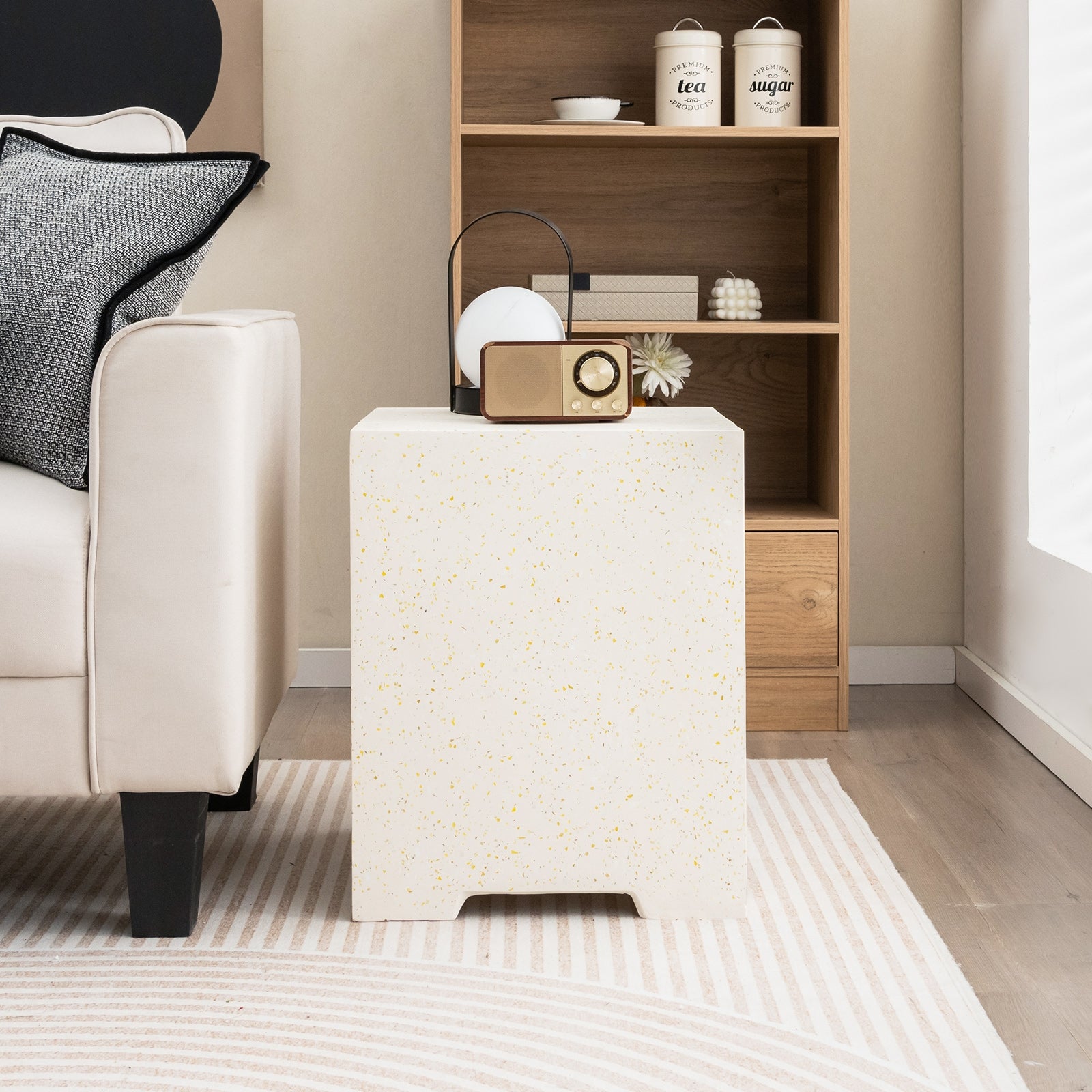 2-in-1 Gas Tank Holder Side Table, White Fire Pit Tables at Gallery Canada
