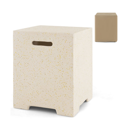 2-in-1 Gas Tank Holder Side Table, White Fire Pit Tables White at Gallery Canada
