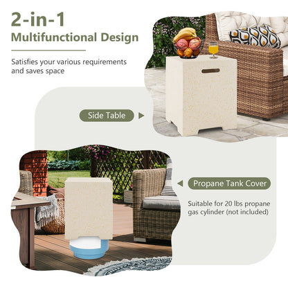 2-in-1 Gas Tank Holder Side Table, White Fire Pit Tables at Gallery Canada