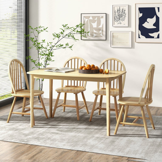 5 Pieces Wooden Dining Table Set with 4 Windsor Chairs - Gallery Canada