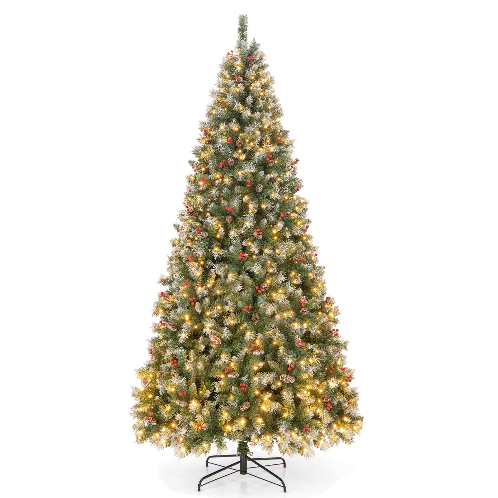 Hinged Christmas Tree with PVC Branch Tips and Warm White LED Lights-9 ft, Green Christmas Tree at Gallery Canada