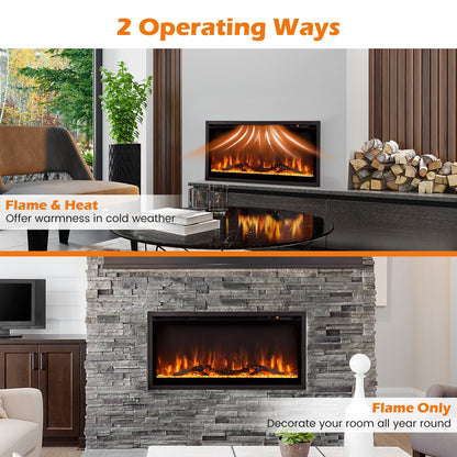 Electric Fireplace in-Wall Recessed with Remote Control and Adjustable Color and Brightness-36 inches, Black Fireplaces at Gallery Canada