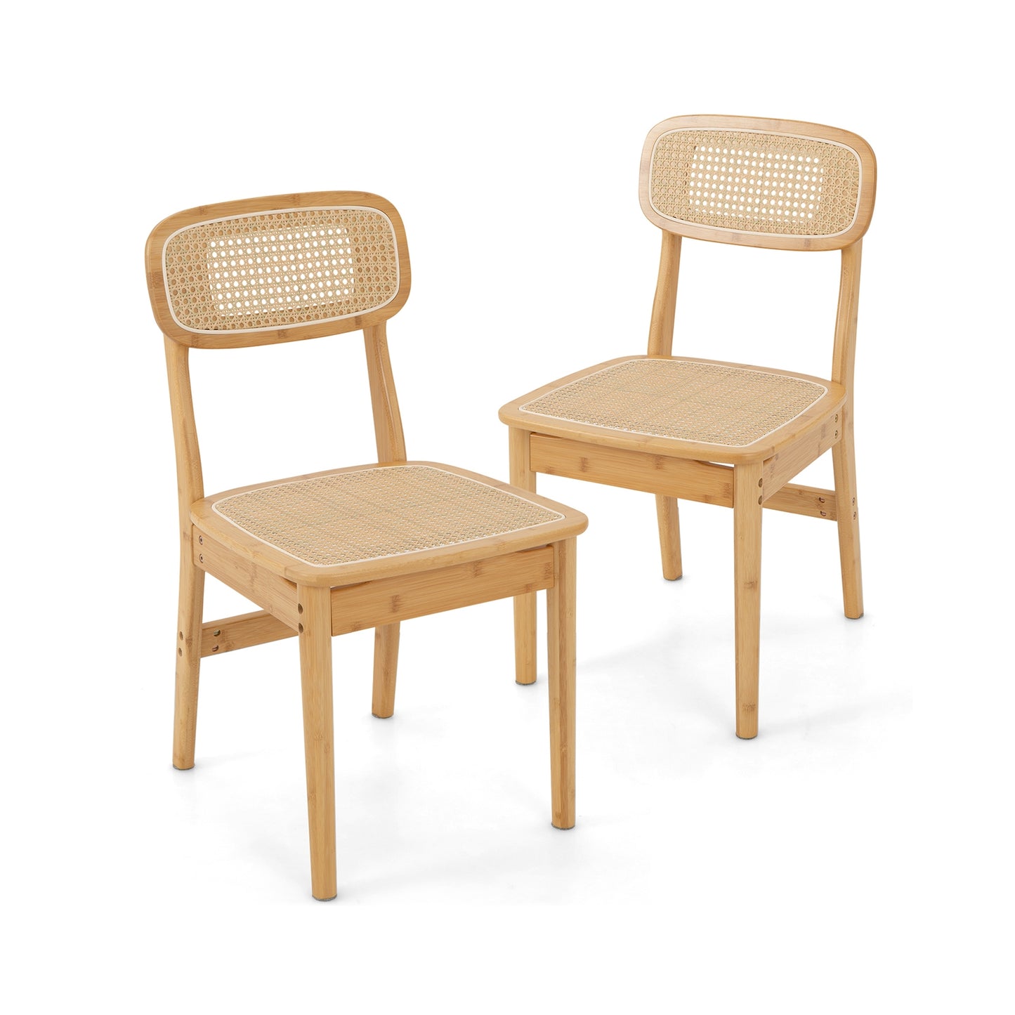 Set of 2 Rattan Dining Chairs with Simulated Rattan Backrest, Natural Dining Chairs at Gallery Canada