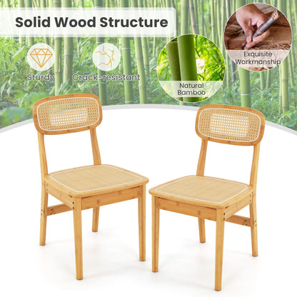 Set of 2 Rattan Dining Chairs with Simulated Rattan Backrest, Natural Dining Chairs at Gallery Canada