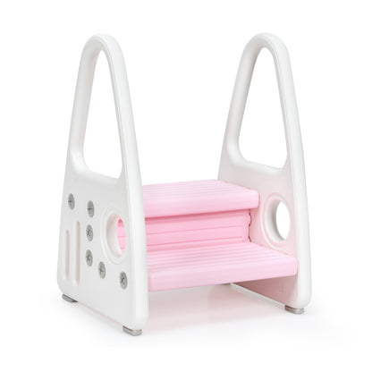 Tabouret d'étape pour enfants avec accoudoirs, rose