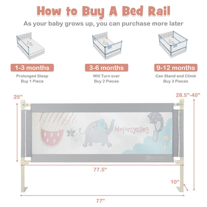 Vertical Lifting Baby Bed Rail with Lock-L, Gray Bed Rails at Gallery Canada