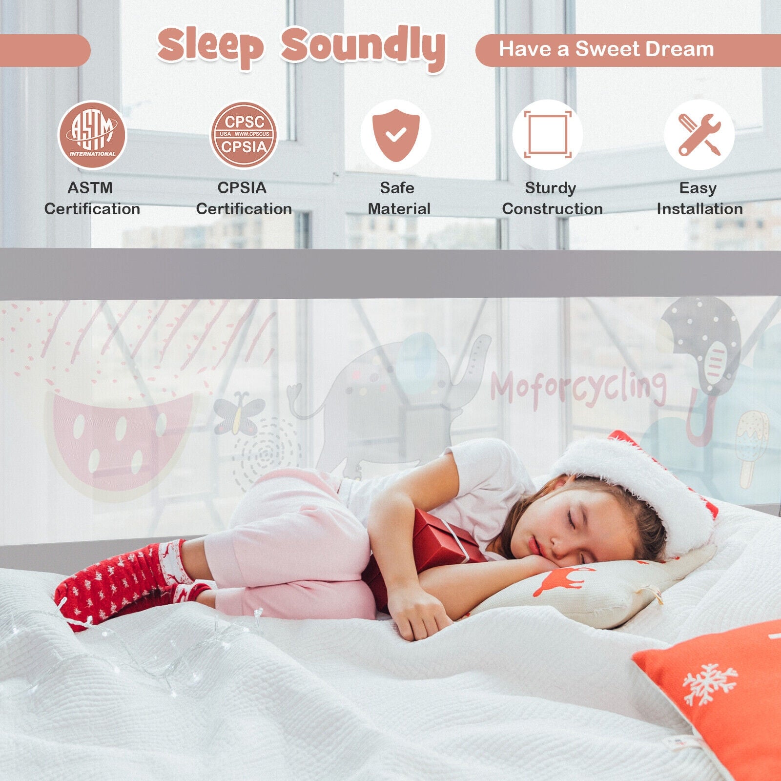 Vertical Lifting Baby Bed Rail with Lock-L, Gray Bed Rails at Gallery Canada