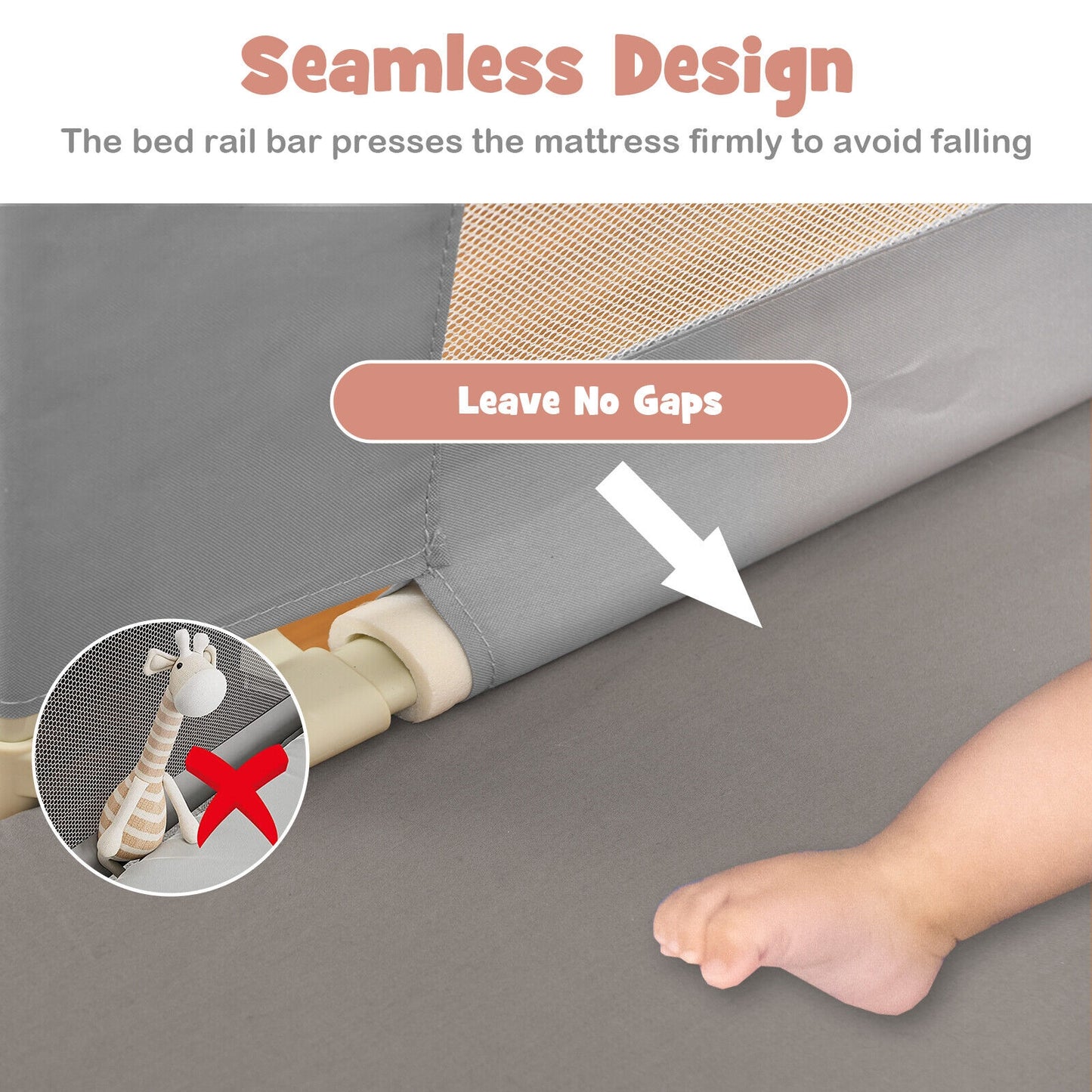 Vertical Lifting Baby Bed Rail with Lock-L, Gray Bed Rails at Gallery Canada