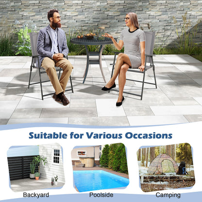 2 Pieces Patio Folding Chairs with Armrests for Deck Garden Yard, Gray Patio Dining Chairs at Gallery Canada