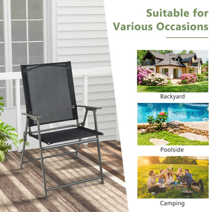 Set of 4 Patio Folding Chair Set with Rustproof Metal Frame, Black Beach & Lawn Chairs at Gallery Canada