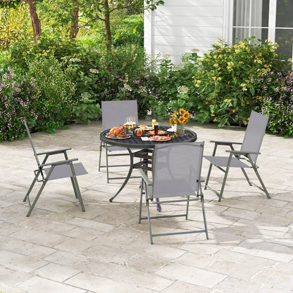 Set of 4 Patio Folding Chair Set with Rustproof Metal Frame, Gray Beach & Lawn Chairs at Gallery Canada