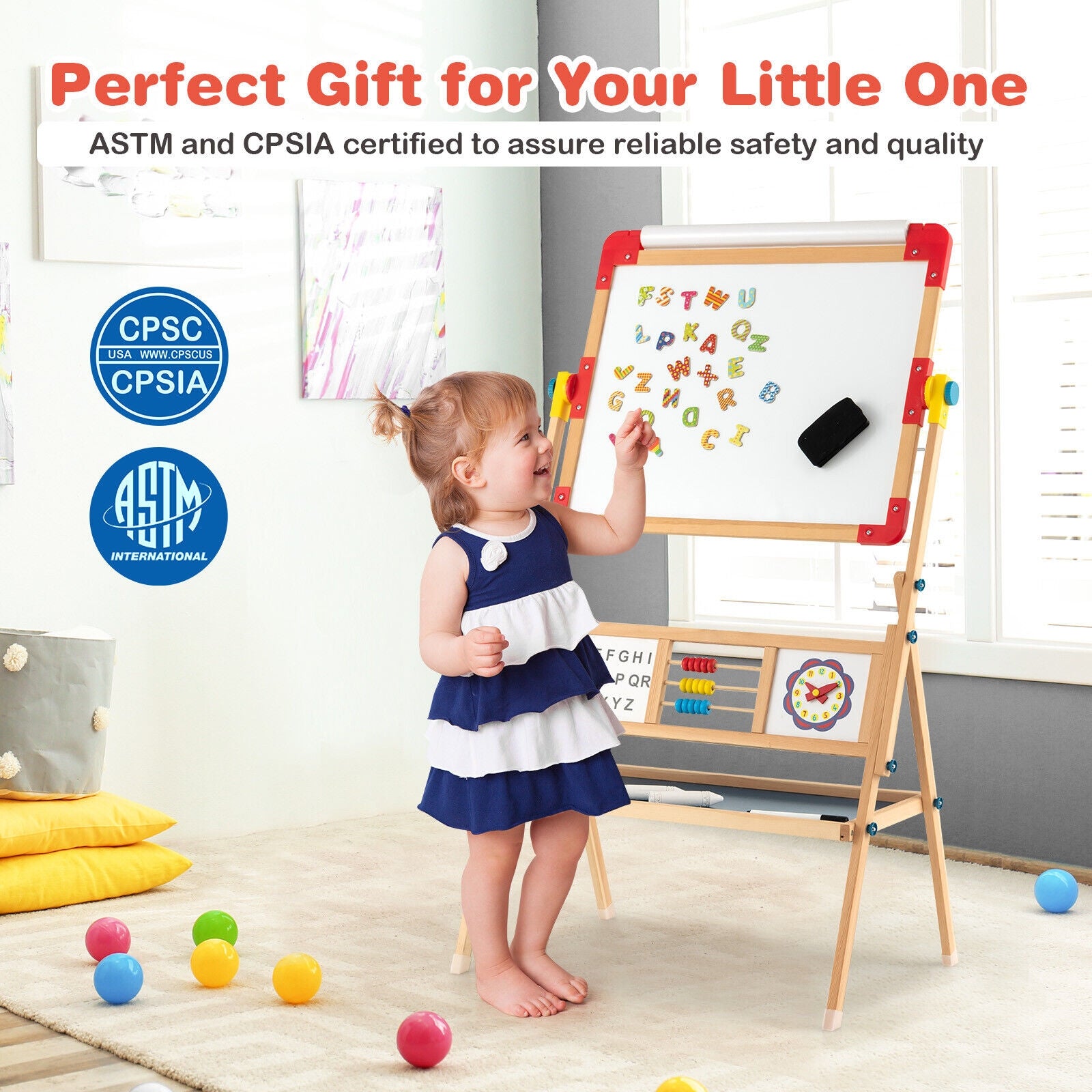 Kids Wooden Art Easel, 3-In-1 With Paper Roll, Multicolor Art Easels at Gallery Canada